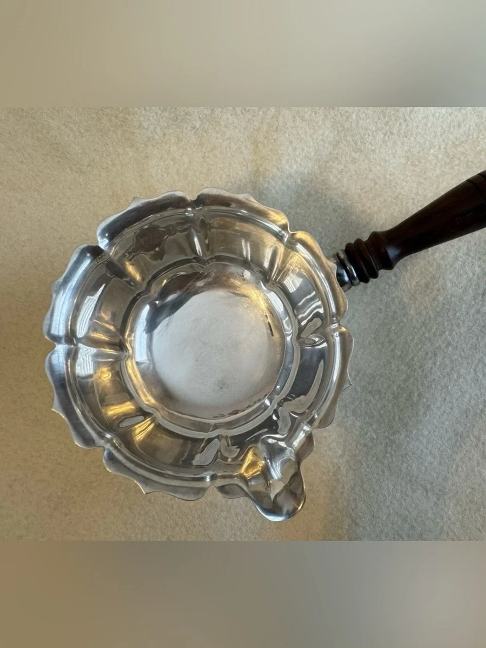 Vintage Silver Plated Ladle with Wooden Handle, 8.5